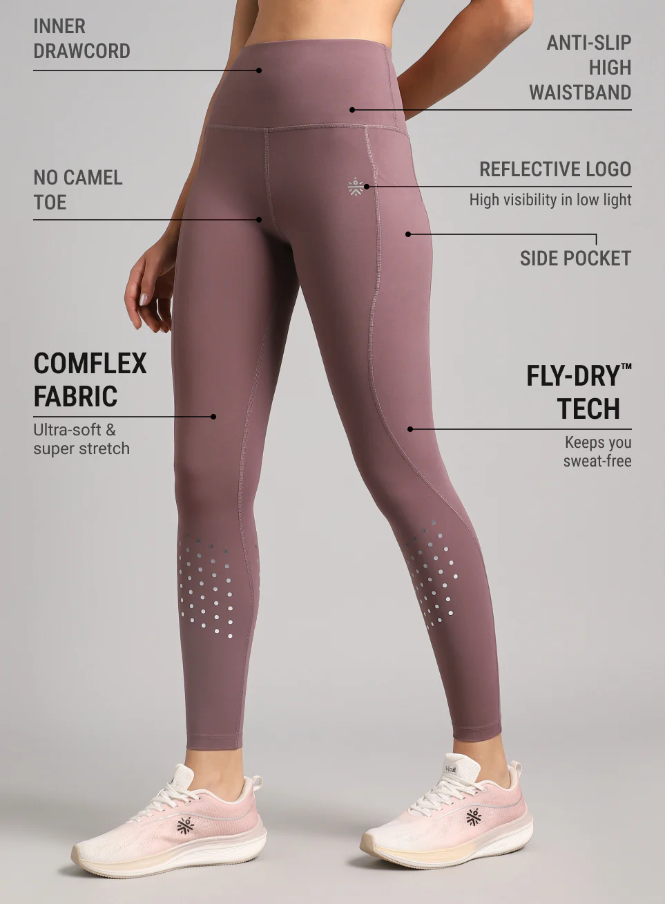 Women's Brown Ultimate Run COMFlex Tights - Image 5