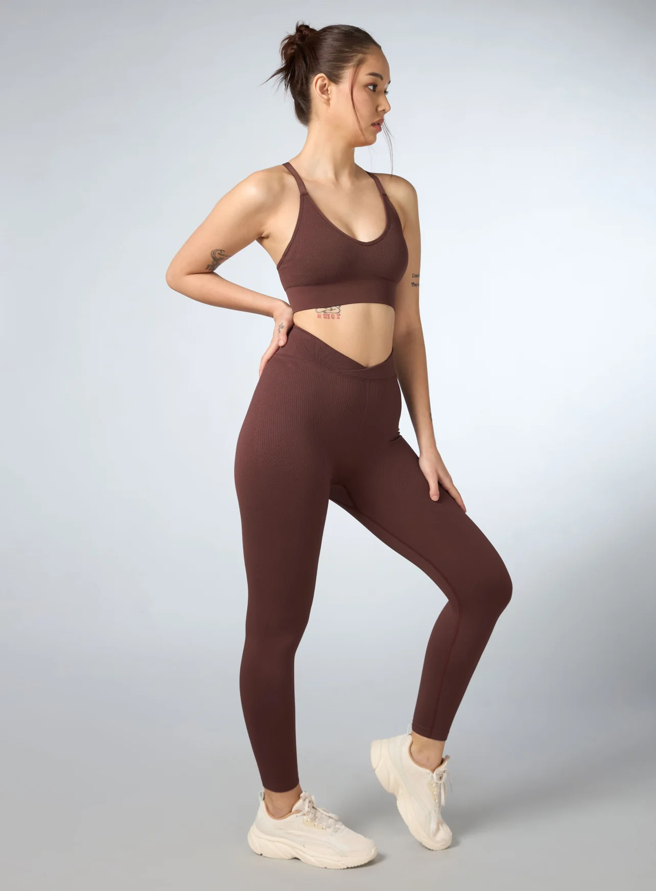 Women's Coffee Cross Fit Seamless Medium Support Bra - Image 2