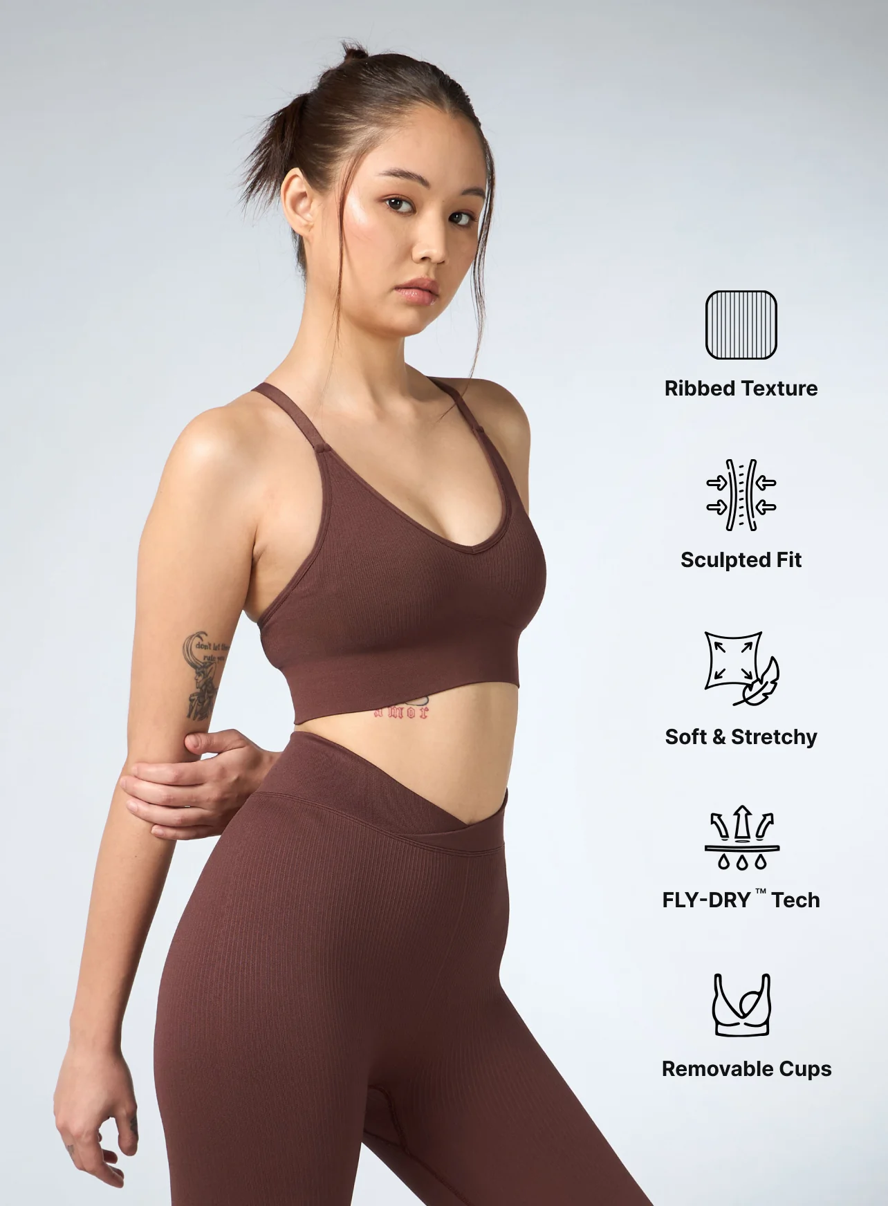 Women's Coffee Cross Fit Seamless Medium Support Bra - Image 5