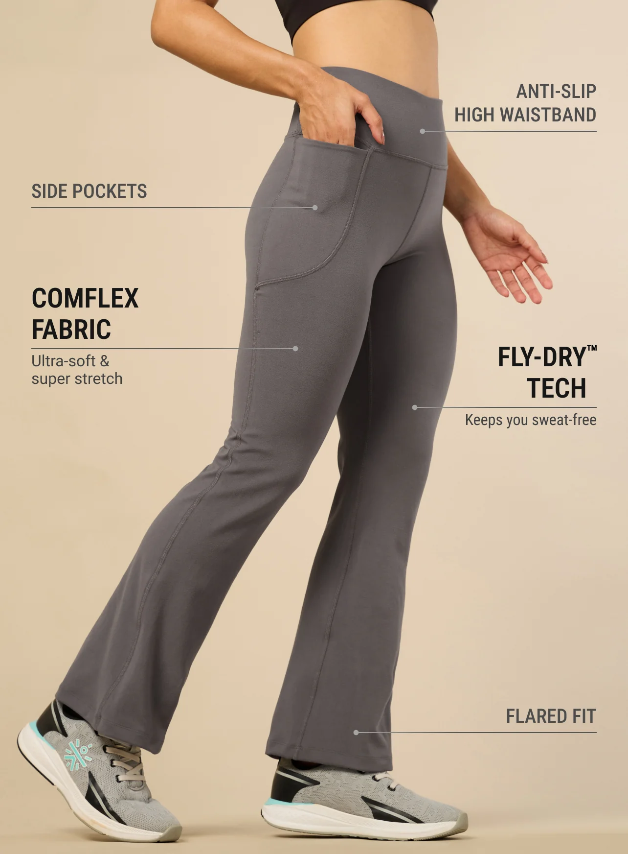 Women's COMFlex Grey Performance Flare Pants - Image 5