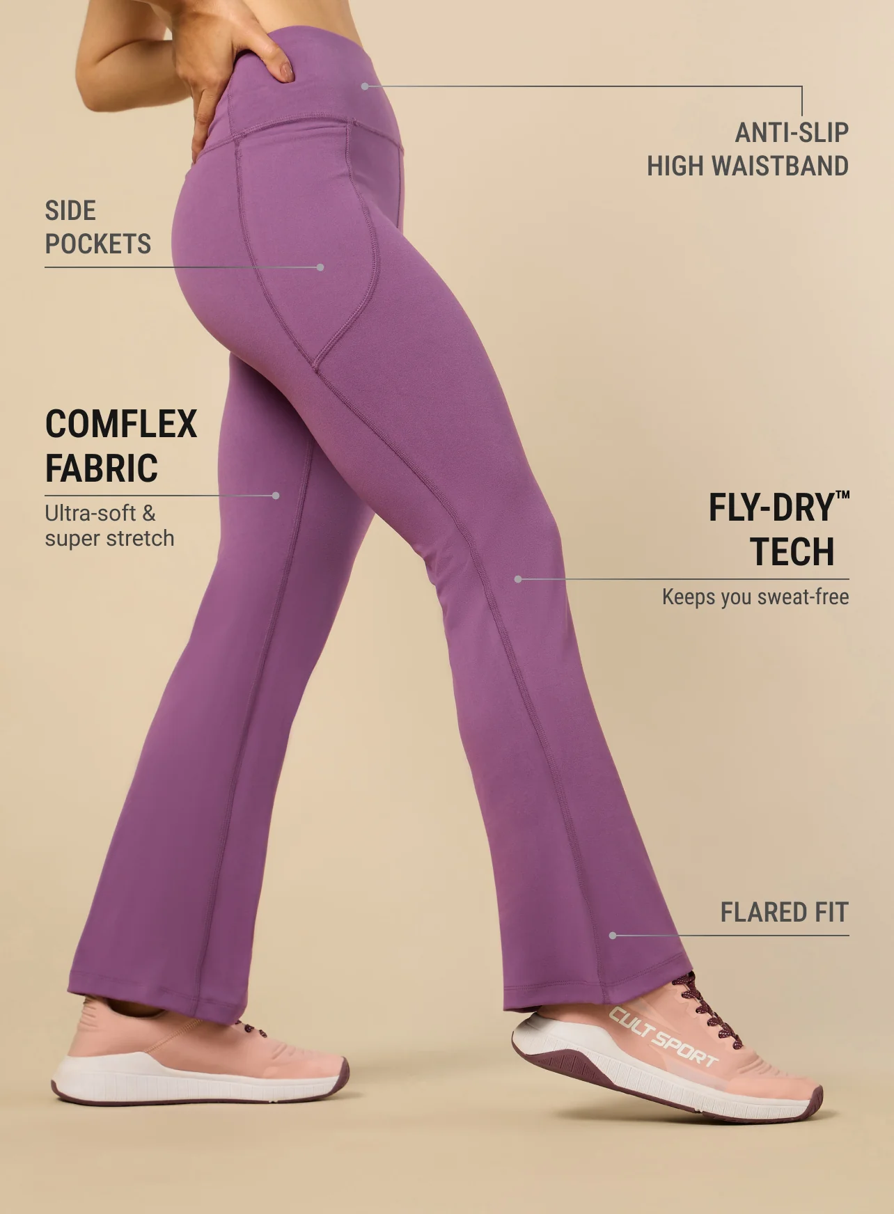 Women's COMFlex Lavender Performance Flare Pants - Image 5