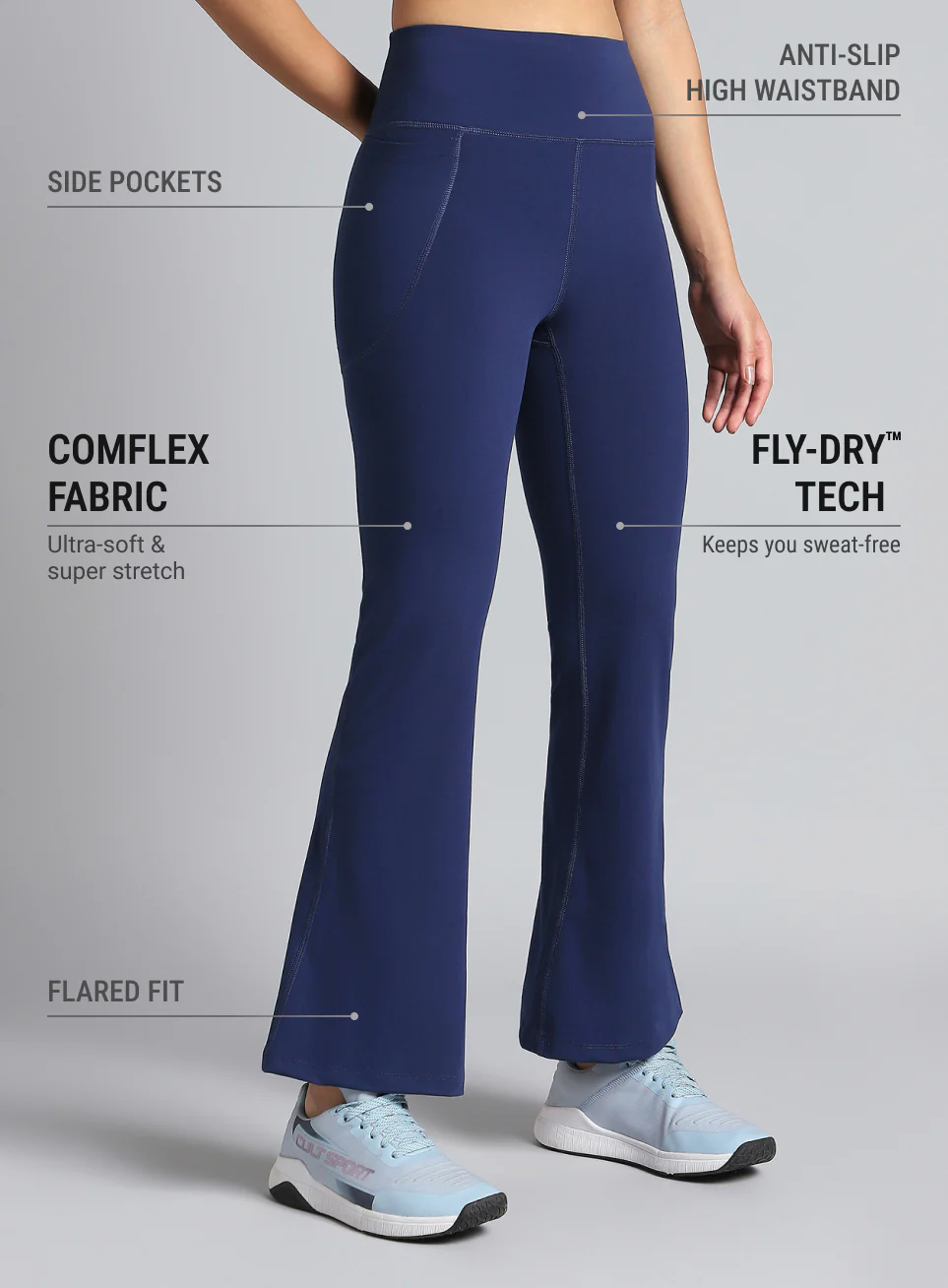 Women's COMFlex Navy Performance Flare Pants - Image 5