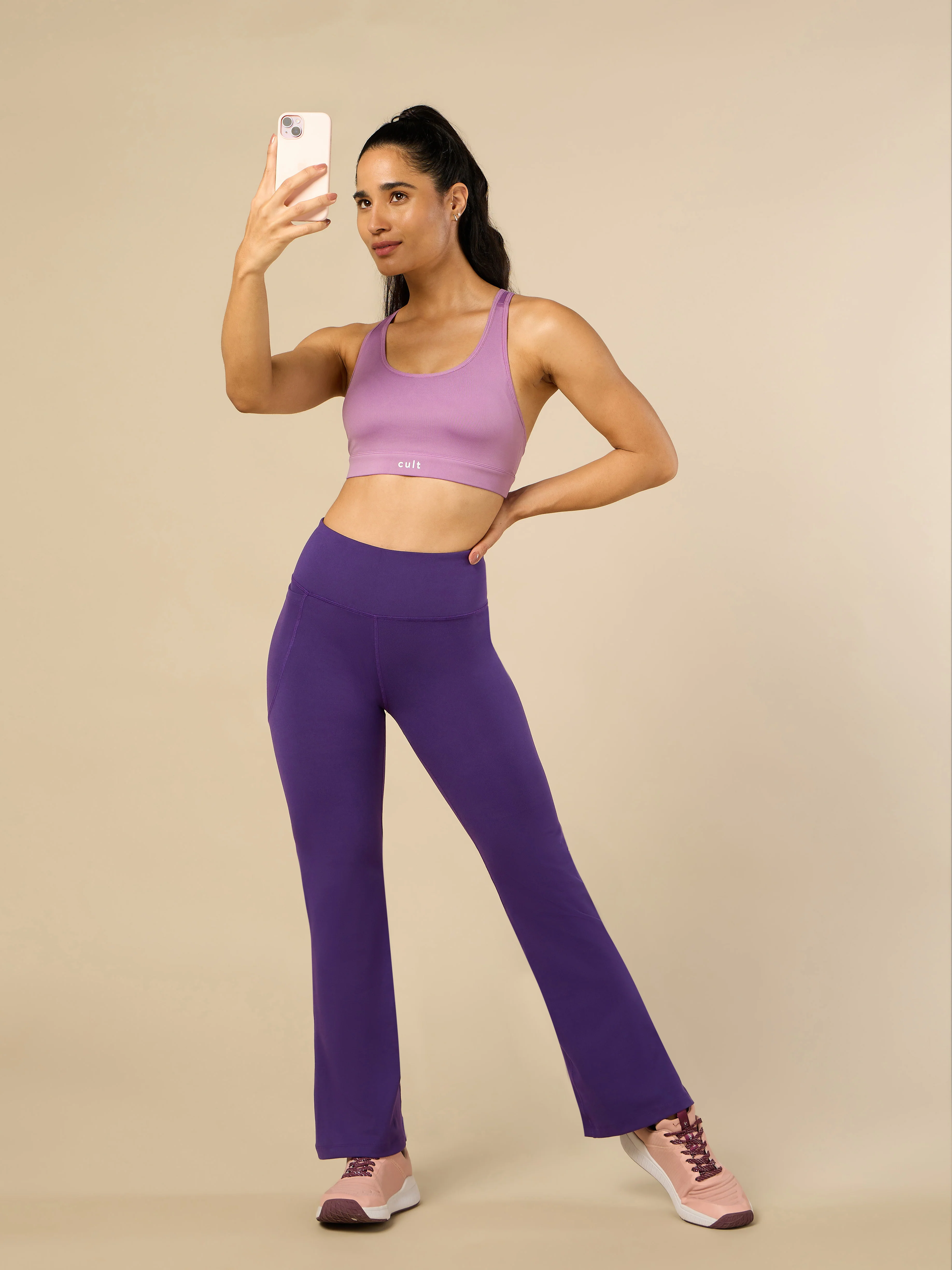 Women's COMFlex Purple Performance Flare Pants - Image 3