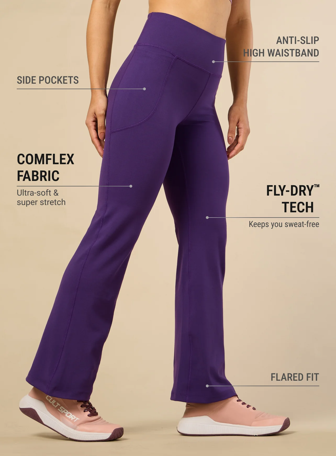 Women's COMFlex Purple Performance Flare Pants - Image 5