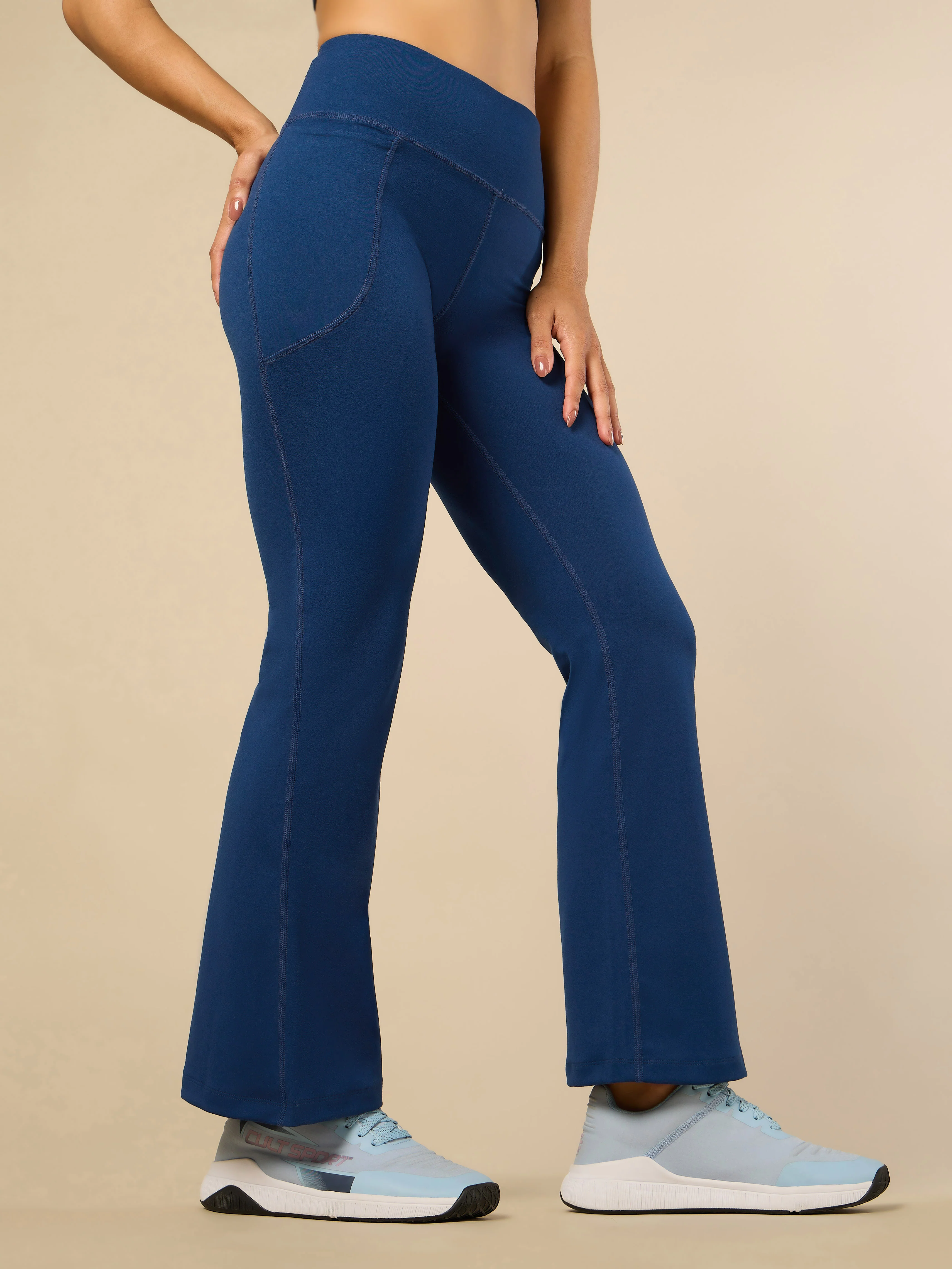 Women's COMFlex Teal Performance Flare Pants - Image 4