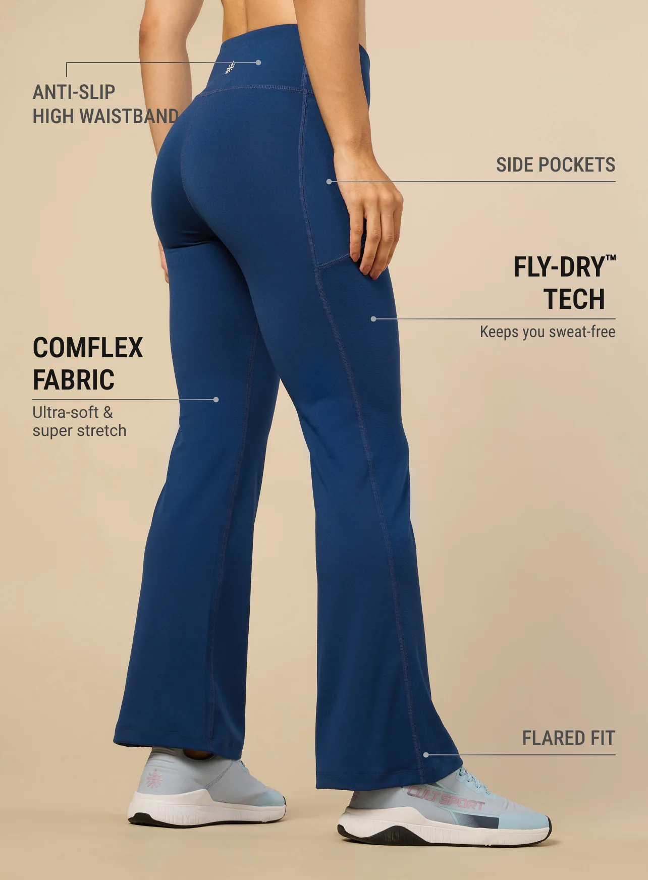 Women's COMFlex Teal Performance Flare Pants - Image 5