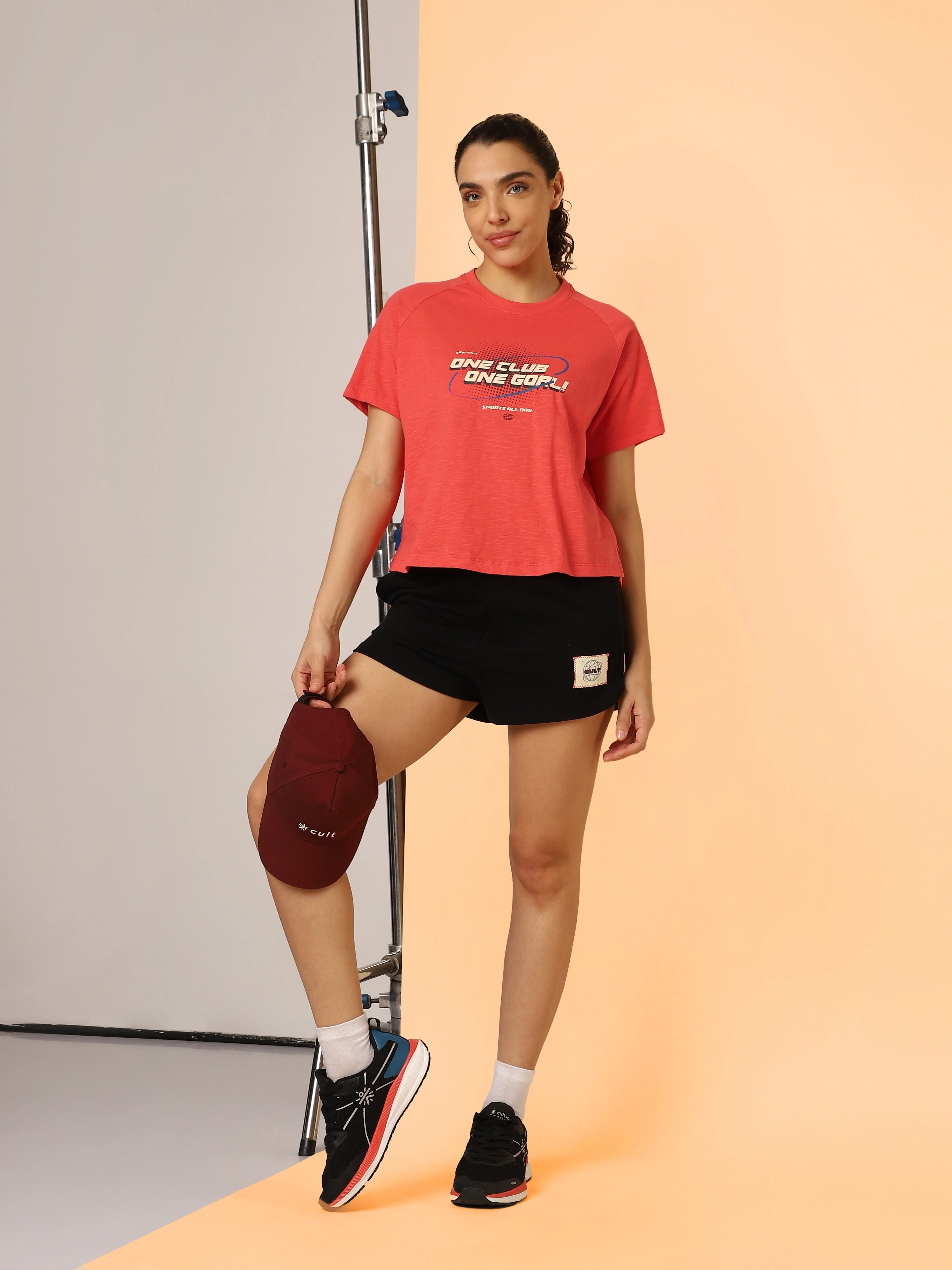 Women's Orange Club Boxy Crop fit T-shirt - Image 3