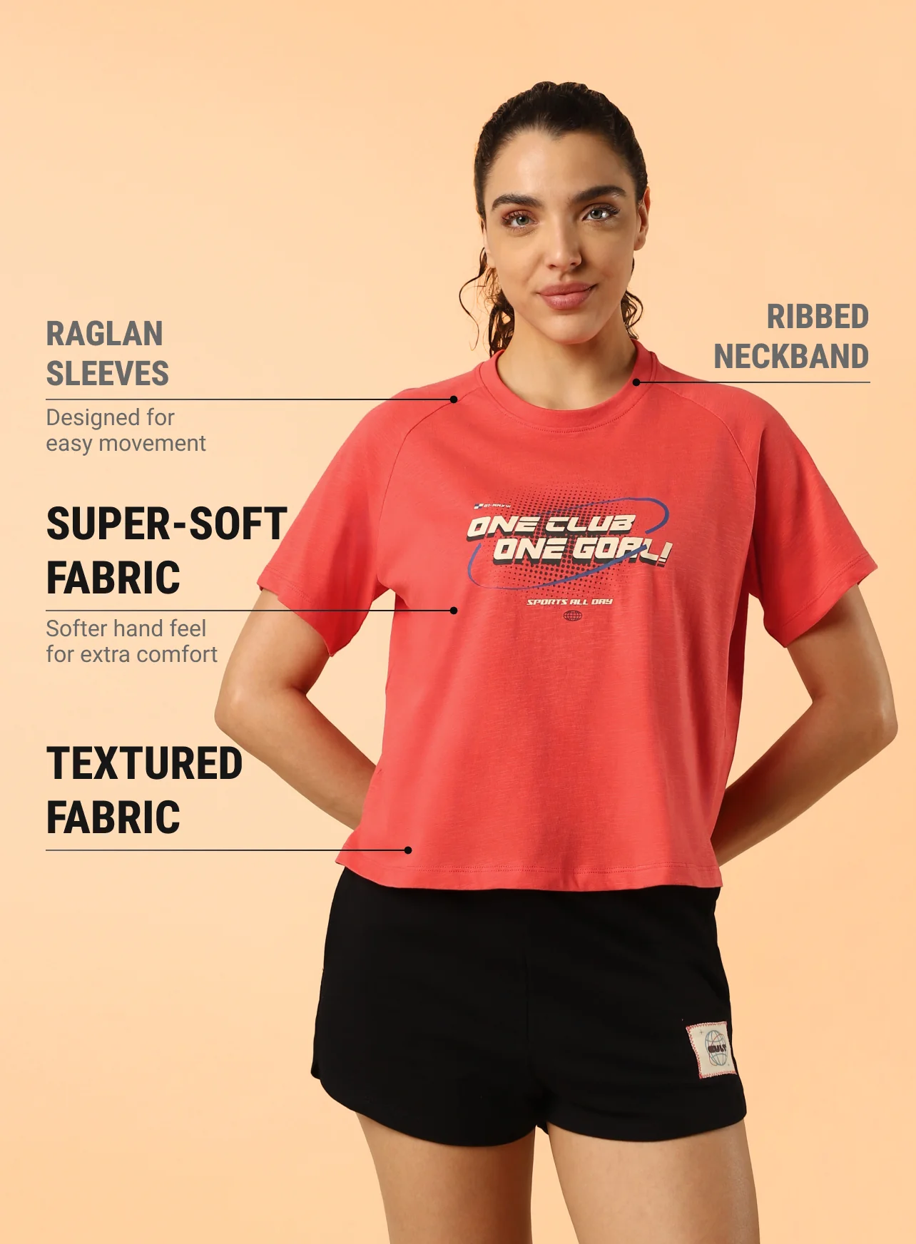 Women's Orange Club Boxy Crop fit T-shirt - Image 4