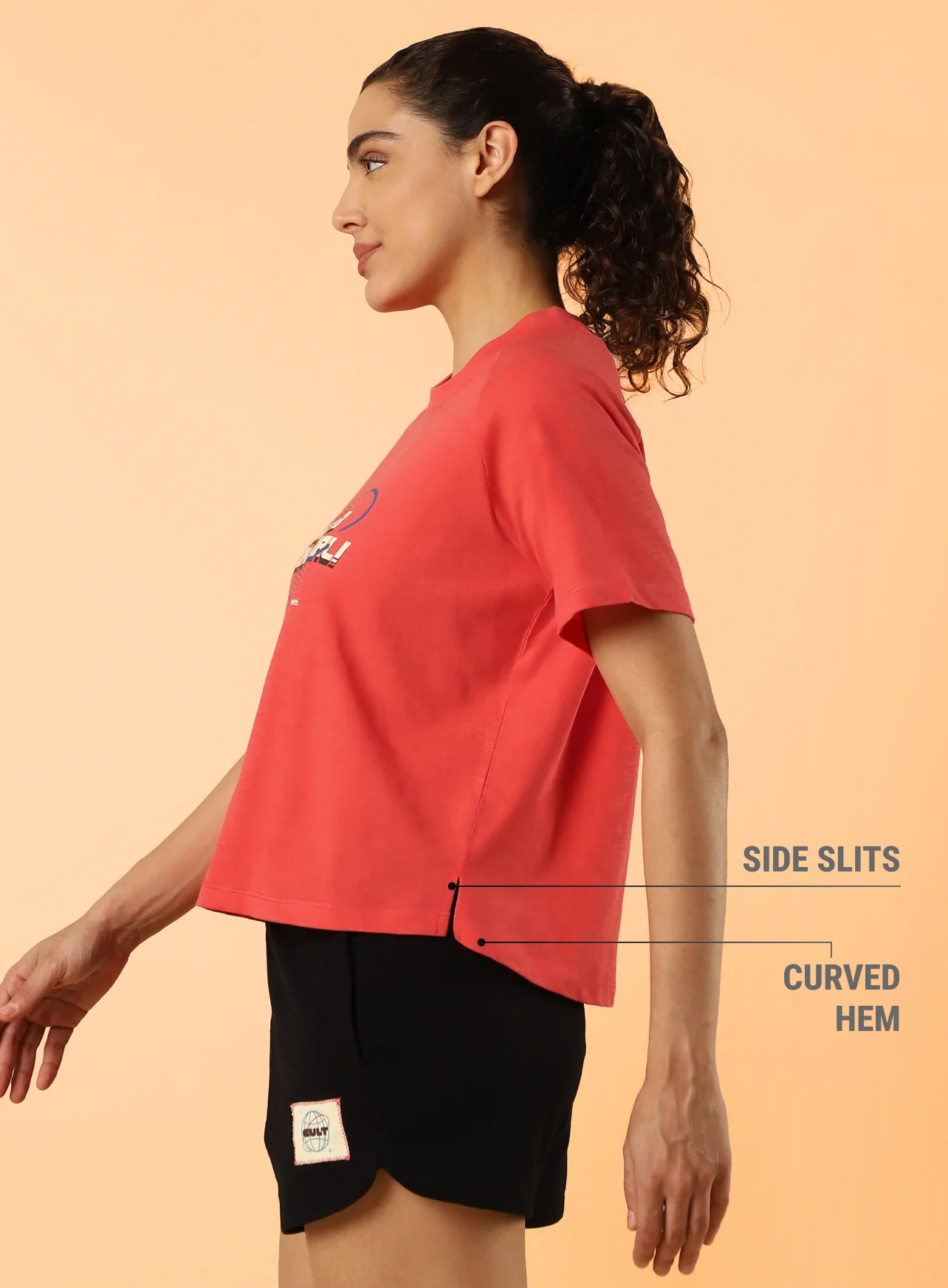 Women's Orange Club Boxy Crop fit T-shirt - Image 5