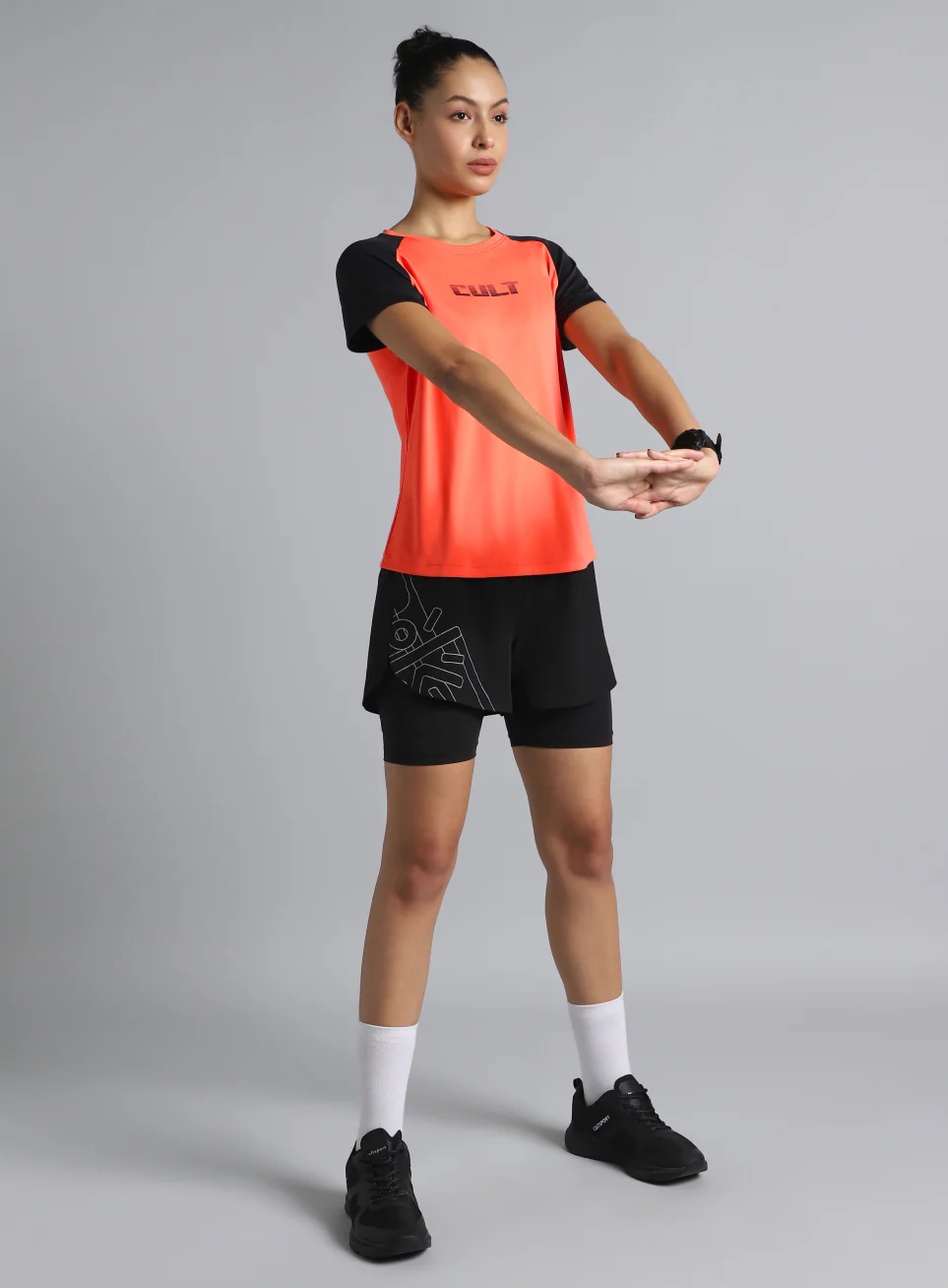 Women's Coral Colourblock Training Recycled Poly T-shirt - Image 3