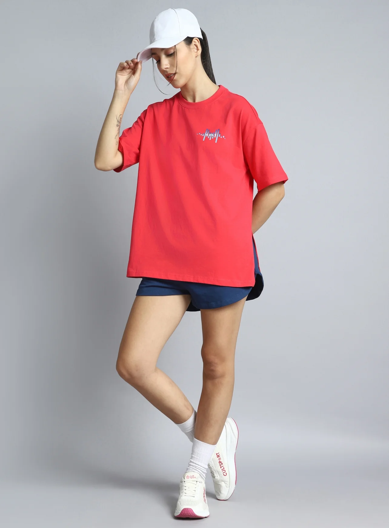 Women's Coral Printed Oversized T-shirt - Image 2