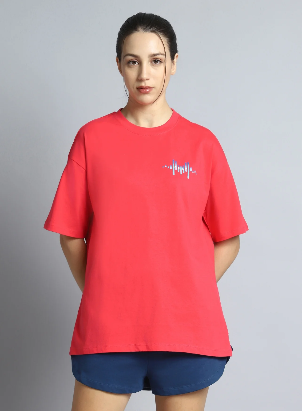 Women's Coral Printed Oversized T-shirt - Image 4