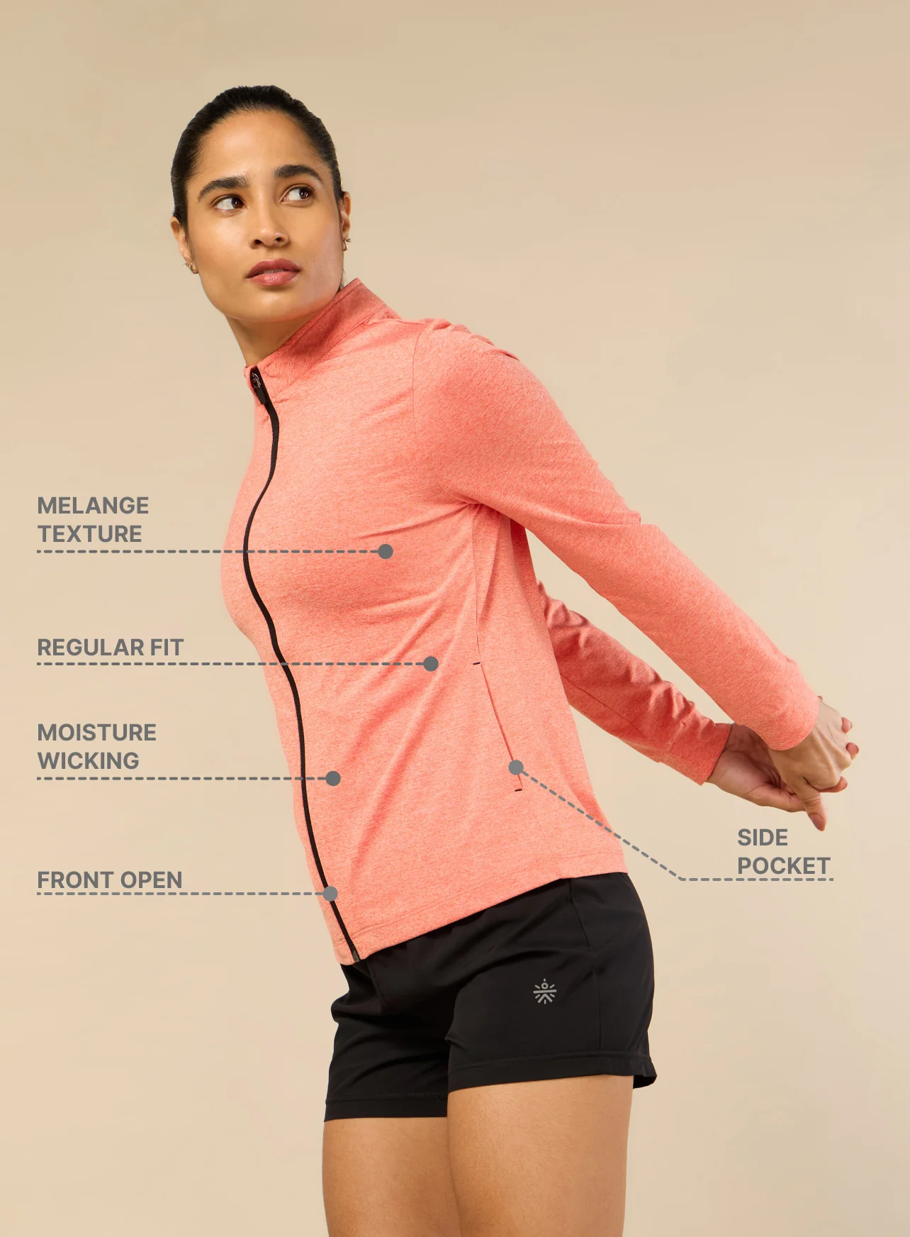 Women's Coral Melange Training Essential Jacket - Image 5