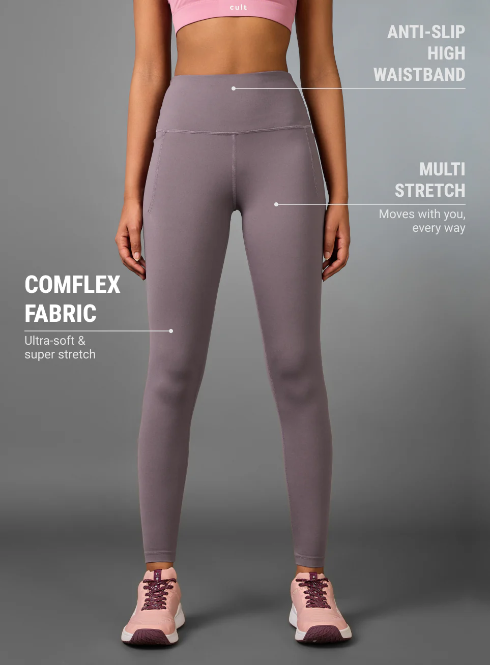 Women's Core Mauve Training COMFlex Tights - Image 4