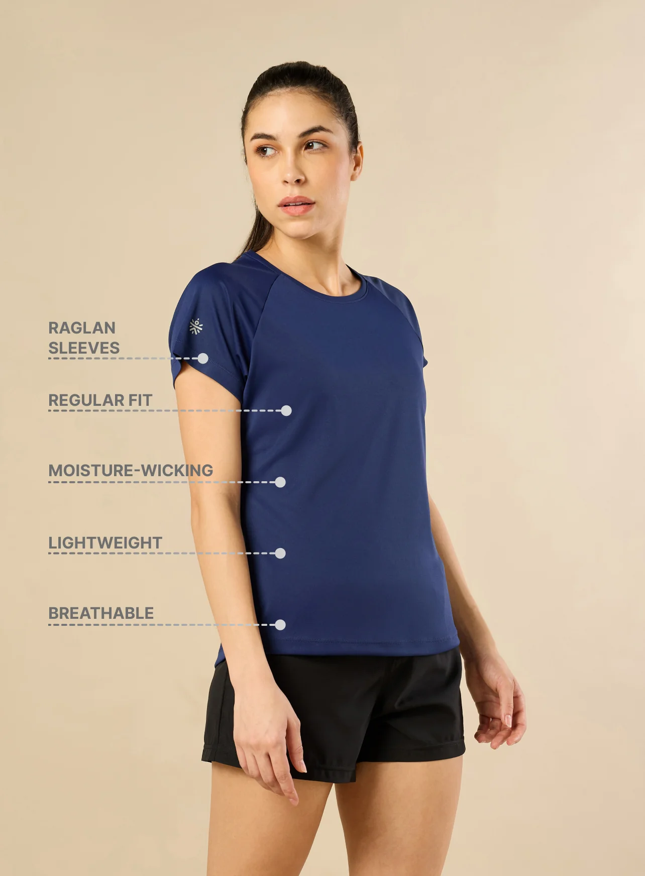 Women's Cross Over Performance Navy T-shirt - Image 5