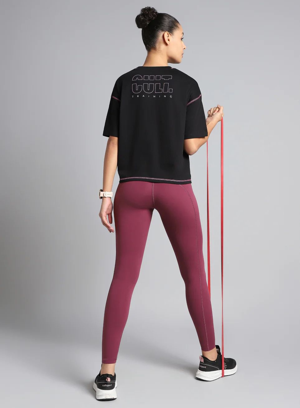Women's Cult Black Training Graphic Boxy Crop Fit T-shirt - Image 3