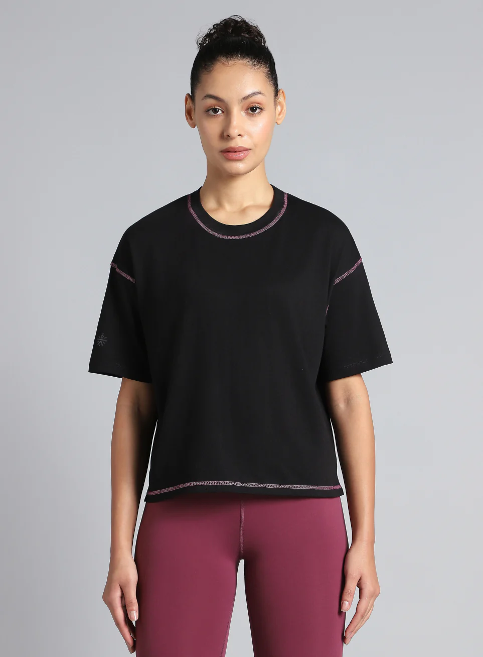 Women's Cult Black Training Graphic Boxy Crop Fit T-shirt - Image 4