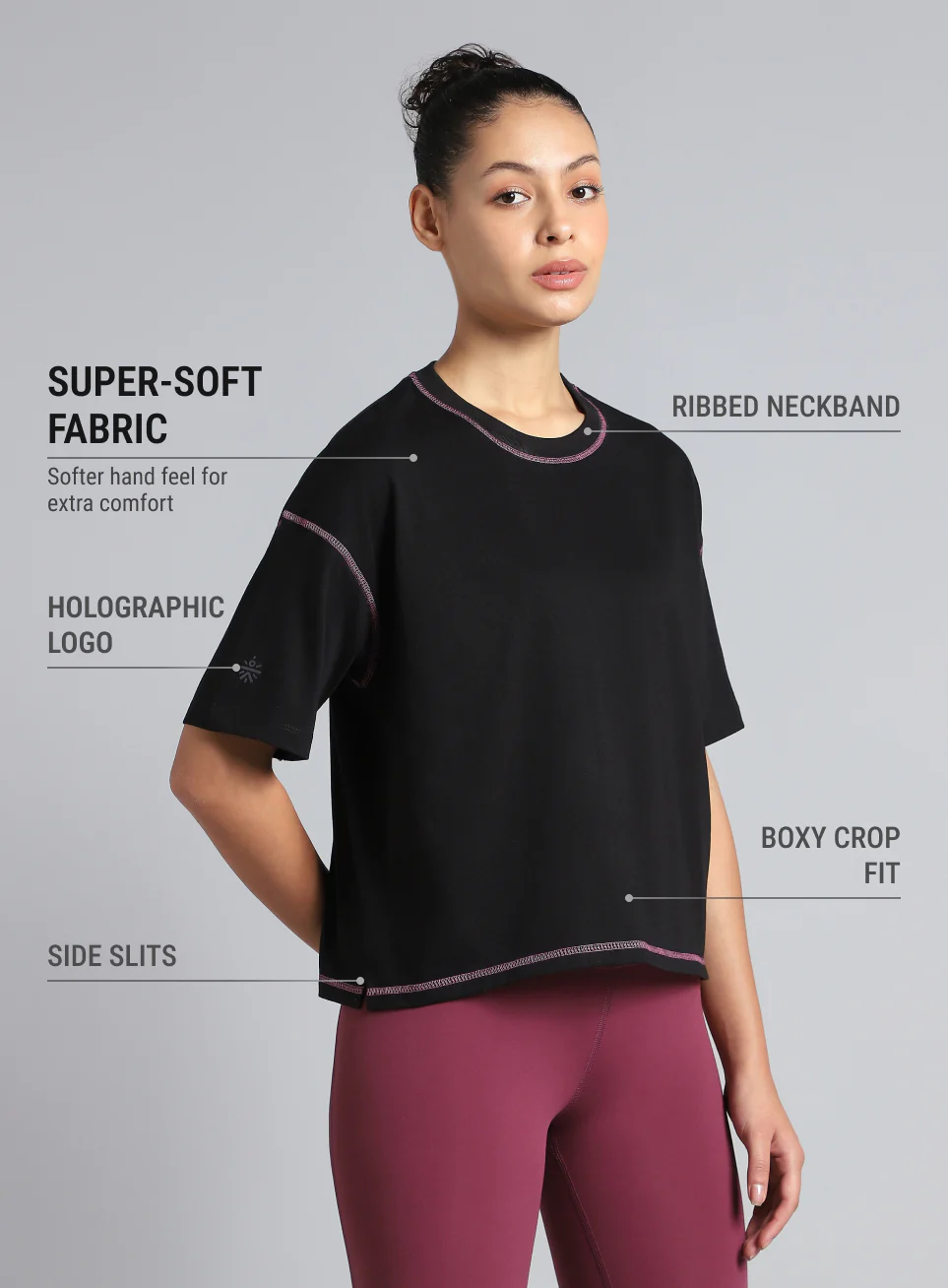 Women's Cult Black Training Graphic Boxy Crop Fit T-shirt - Image 5