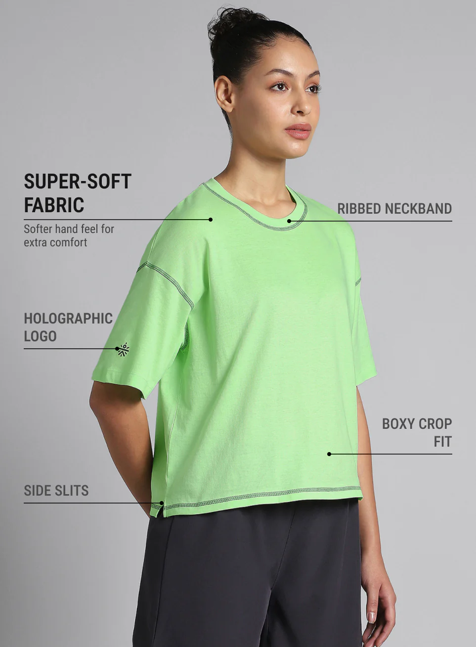 Women's Cult Lime Training graphic Boxy Crop fit T-shirt - Image 5