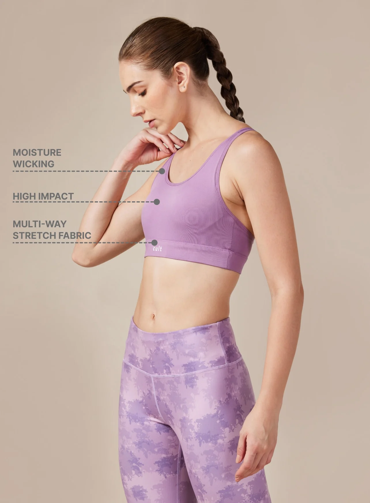 Women's Cult Purple Criss Cross Back Bra - Image 3