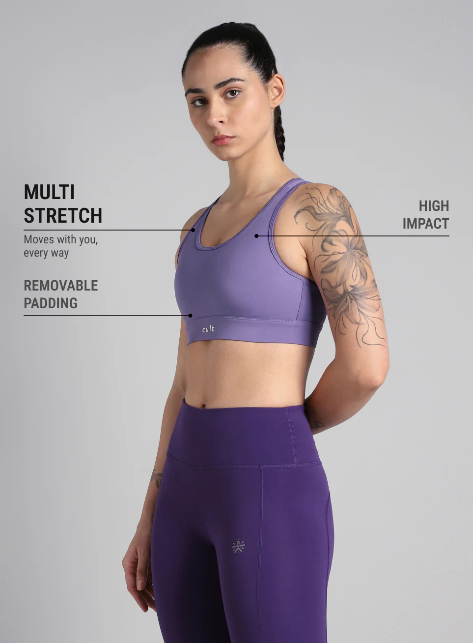 Women's Cult Purple Racerback Hook Bra - Image 5