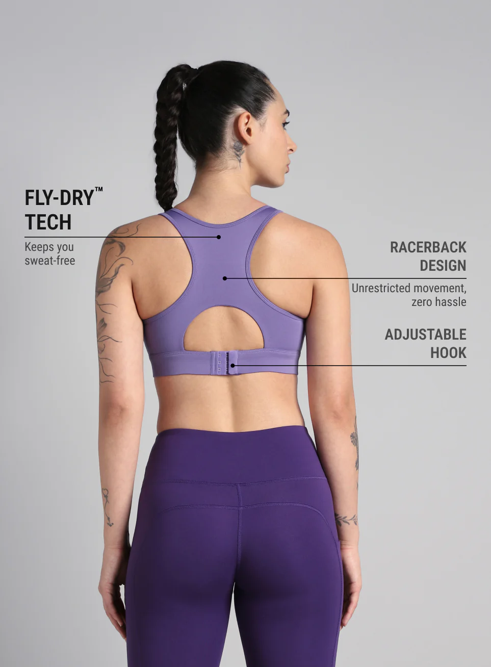 Women's Cult Purple Racerback Hook Bra - Image 6