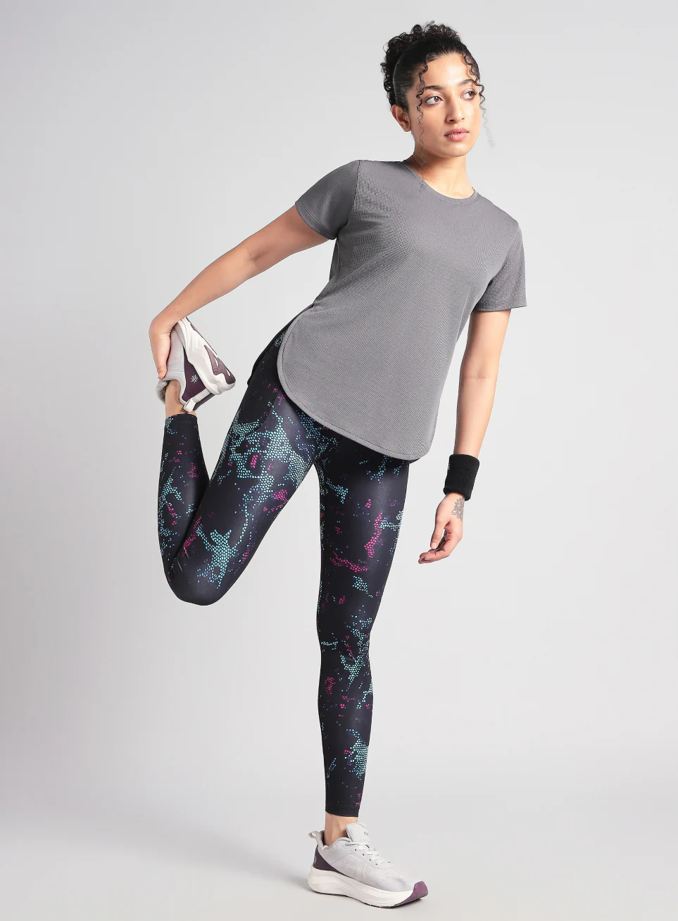 Women's Dark Gey Core Training Longline T-shirt - Image 2