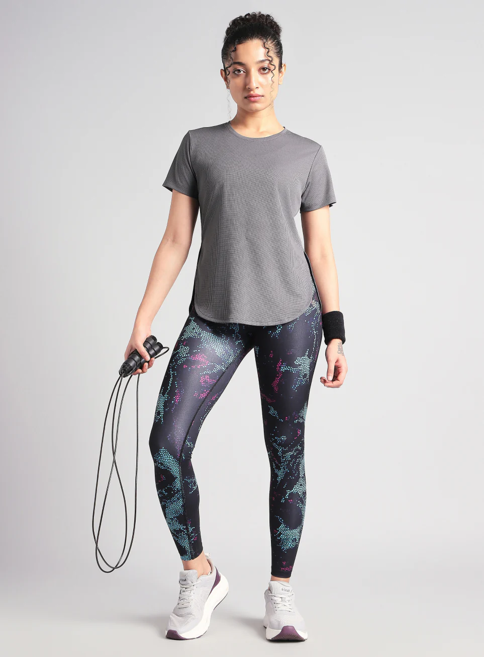 Women's Dark Gey Core Training Longline T-shirt - Image 3