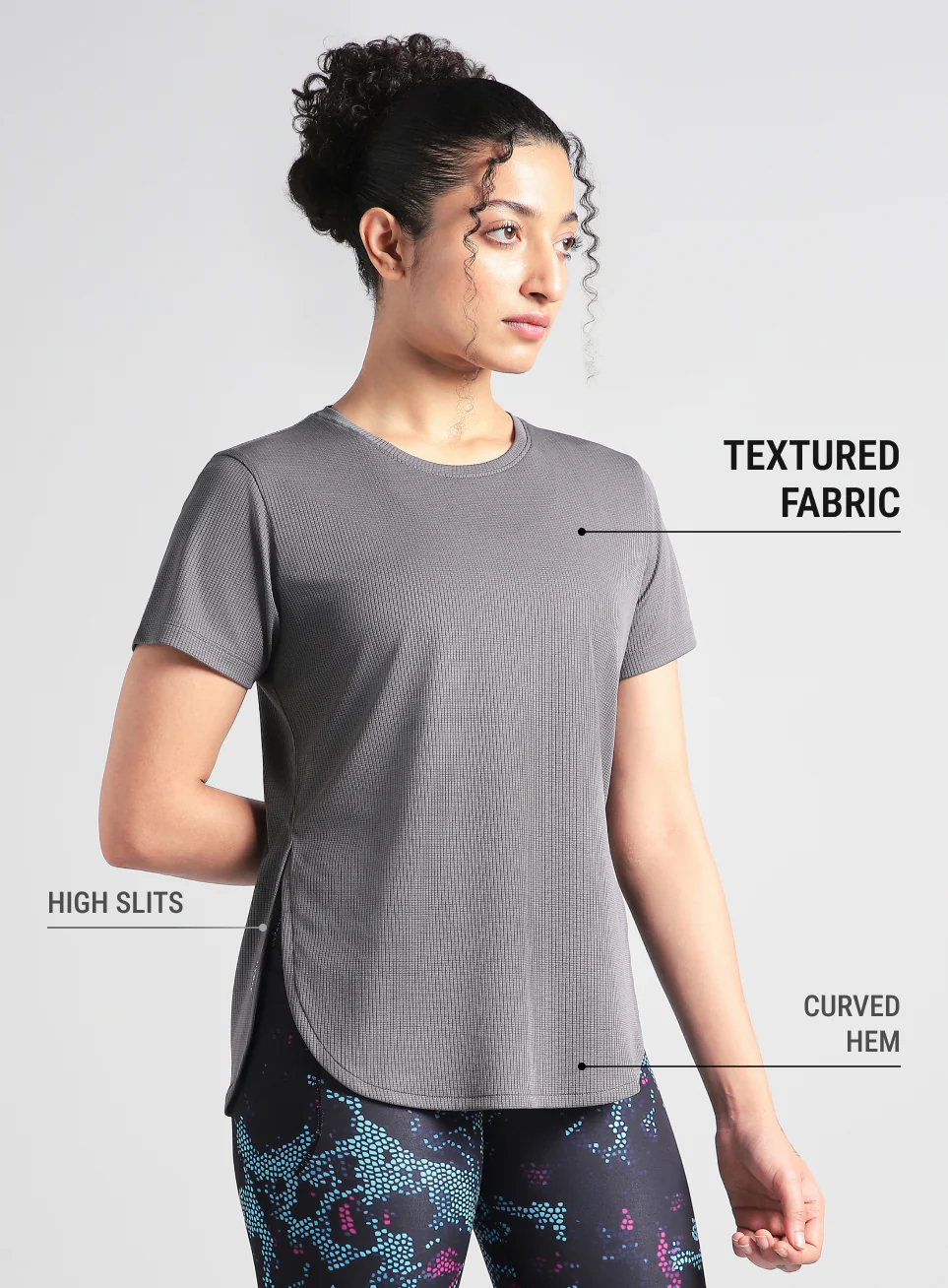 Women's Dark Gey Core Training Longline T-shirt - Image 5