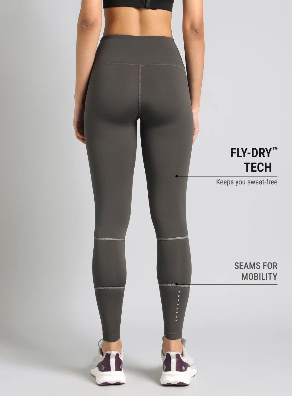 Women's Dark Grey Absolute Fit Solid Running Tights - Image 6