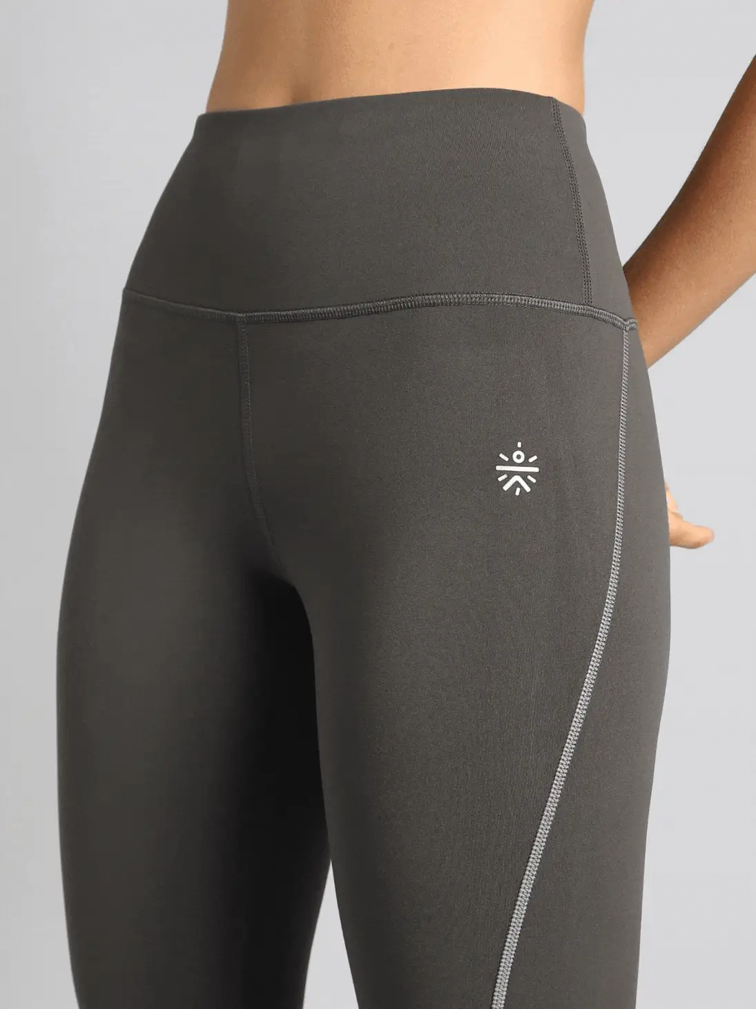 Women's Dark Grey Absolute Fit Solid Running Tights - Image 7