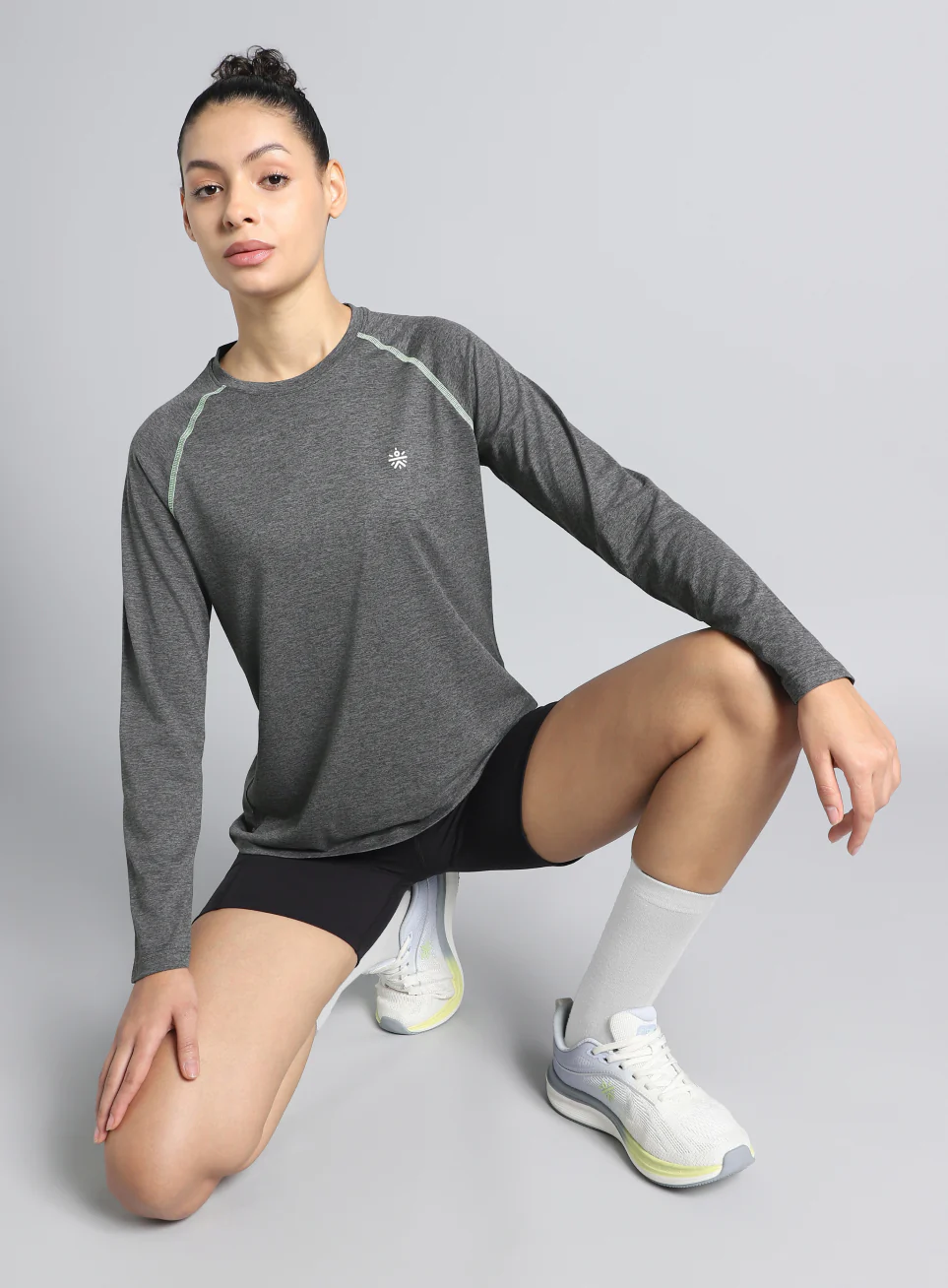 Women's Dark Grey Active Day COMFORtech_x0099_ Full Sleeve T-shirt - Image 2