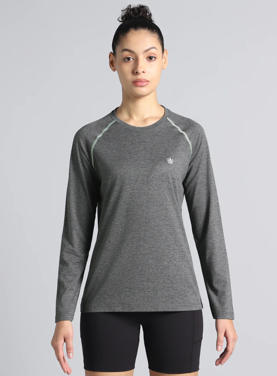 Women's Dark Grey Active Day COMFORtech_x0099_ Full Sleeve T-shirt - Image 4