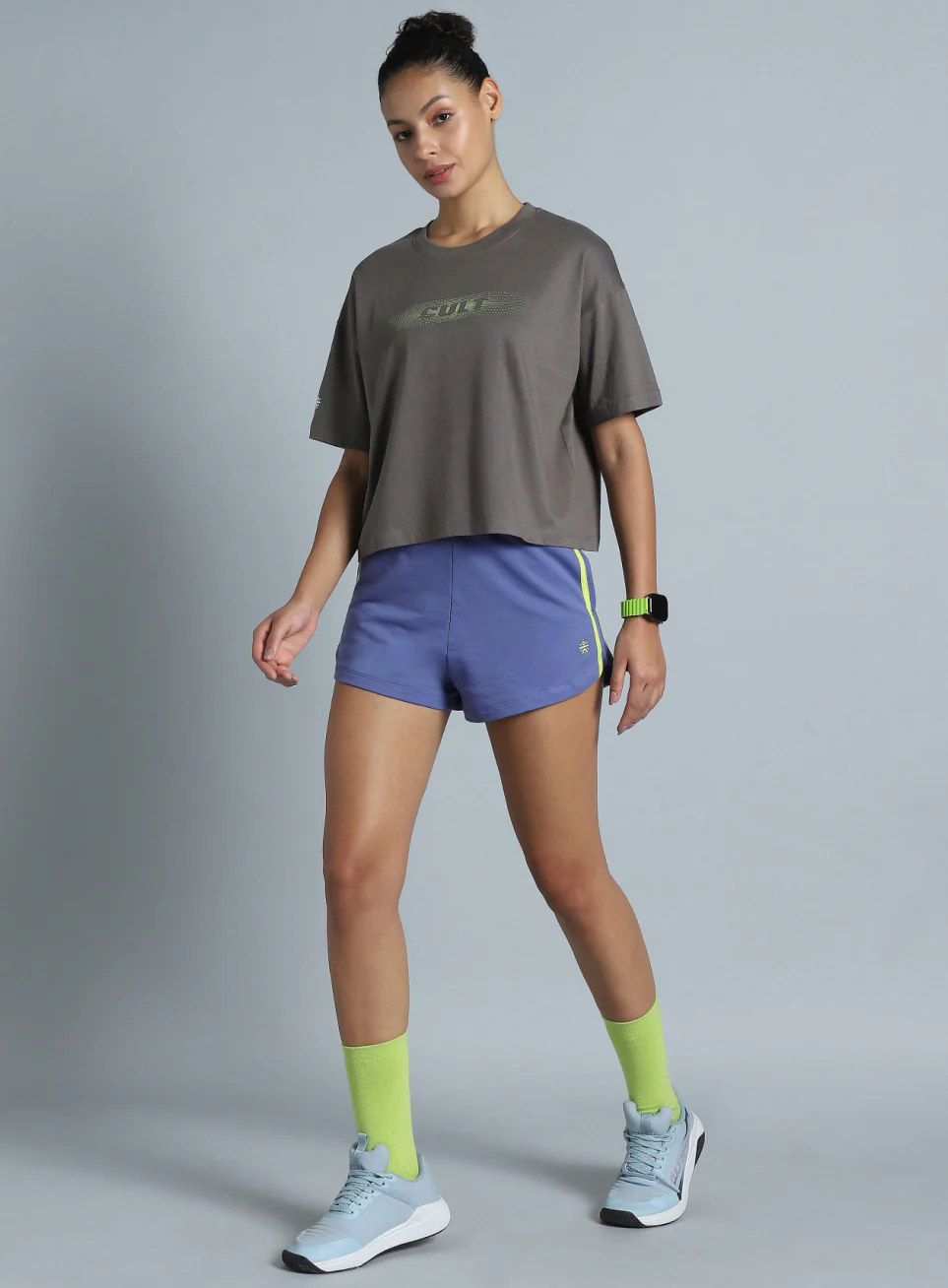 Women's Dark Grey Branding Cropped T-shirt - Image 2