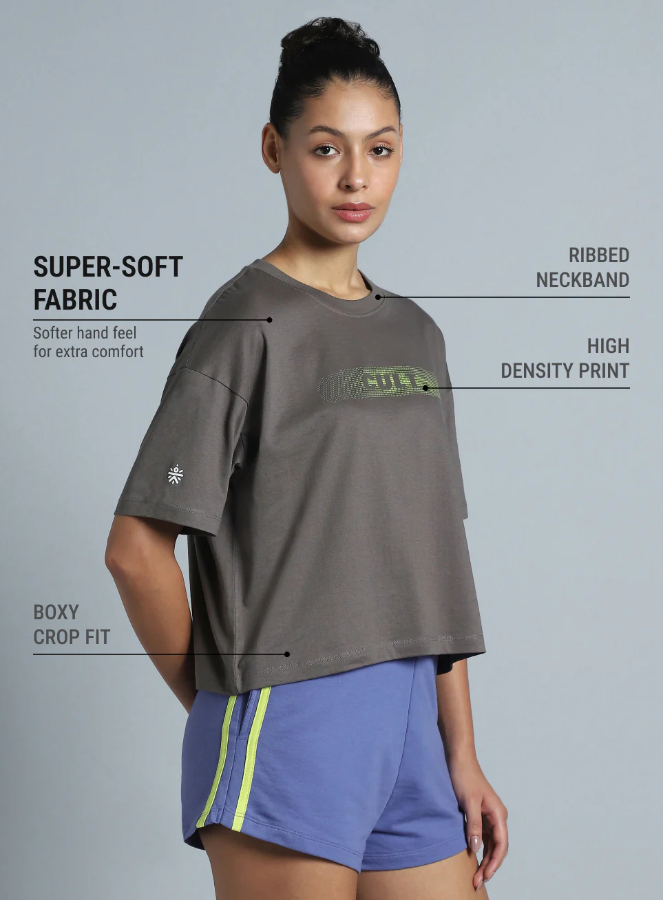 Women's Dark Grey Branding Cropped T-shirt - Image 5