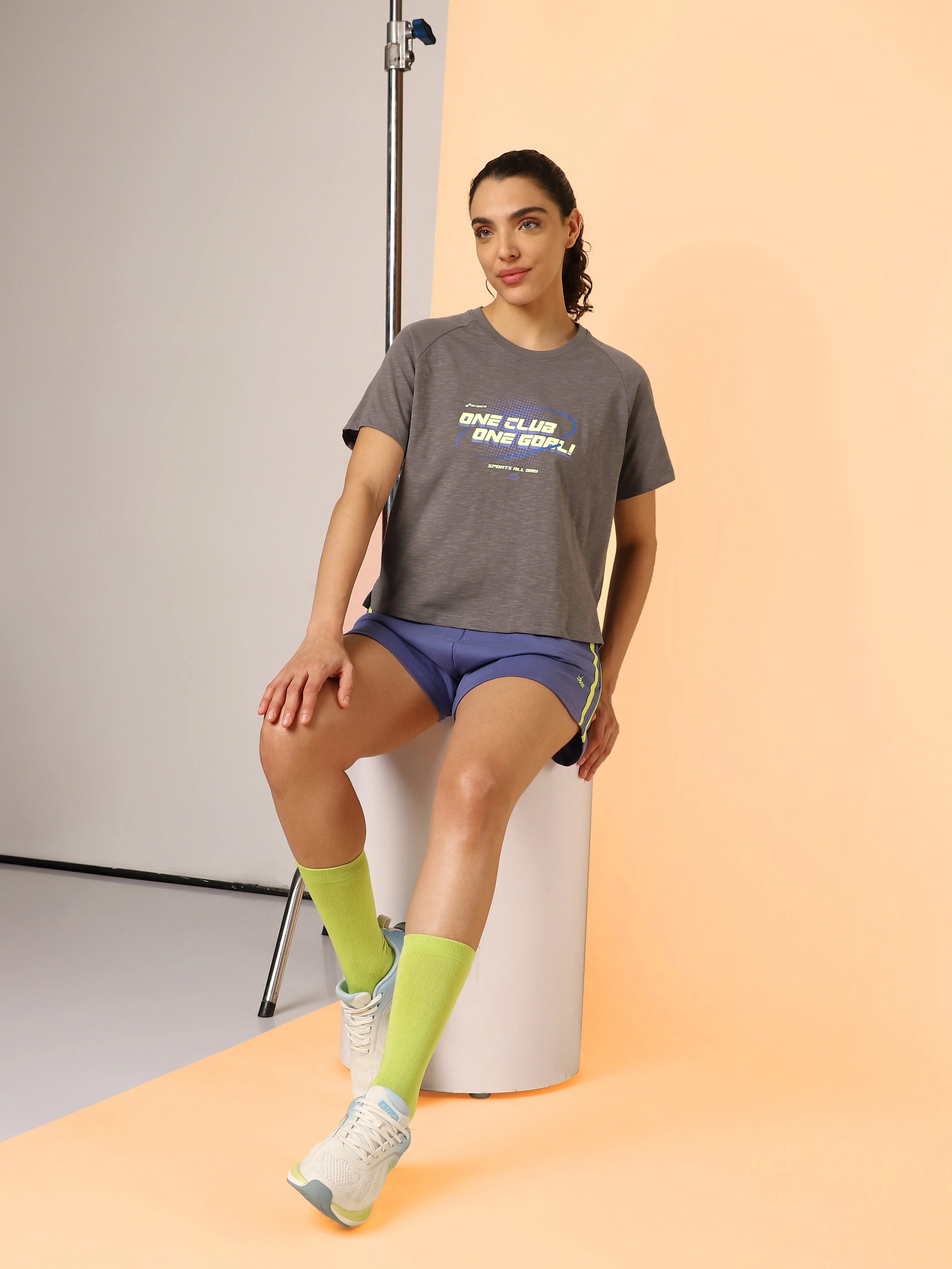 Women's Dark Grey Club Boxy Crop fit T-shirt - Image 3