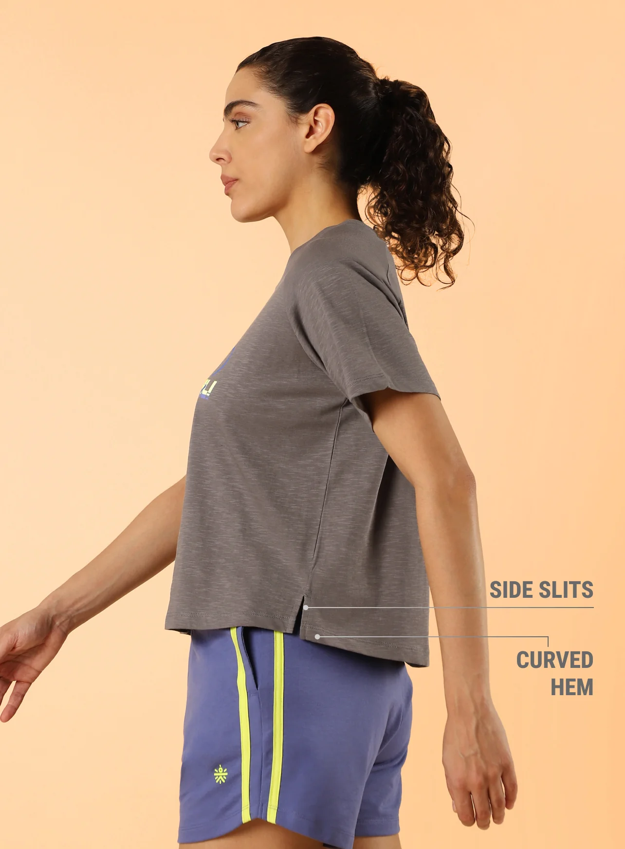 Women's Dark Grey Club Boxy Crop fit T-shirt - Image 5