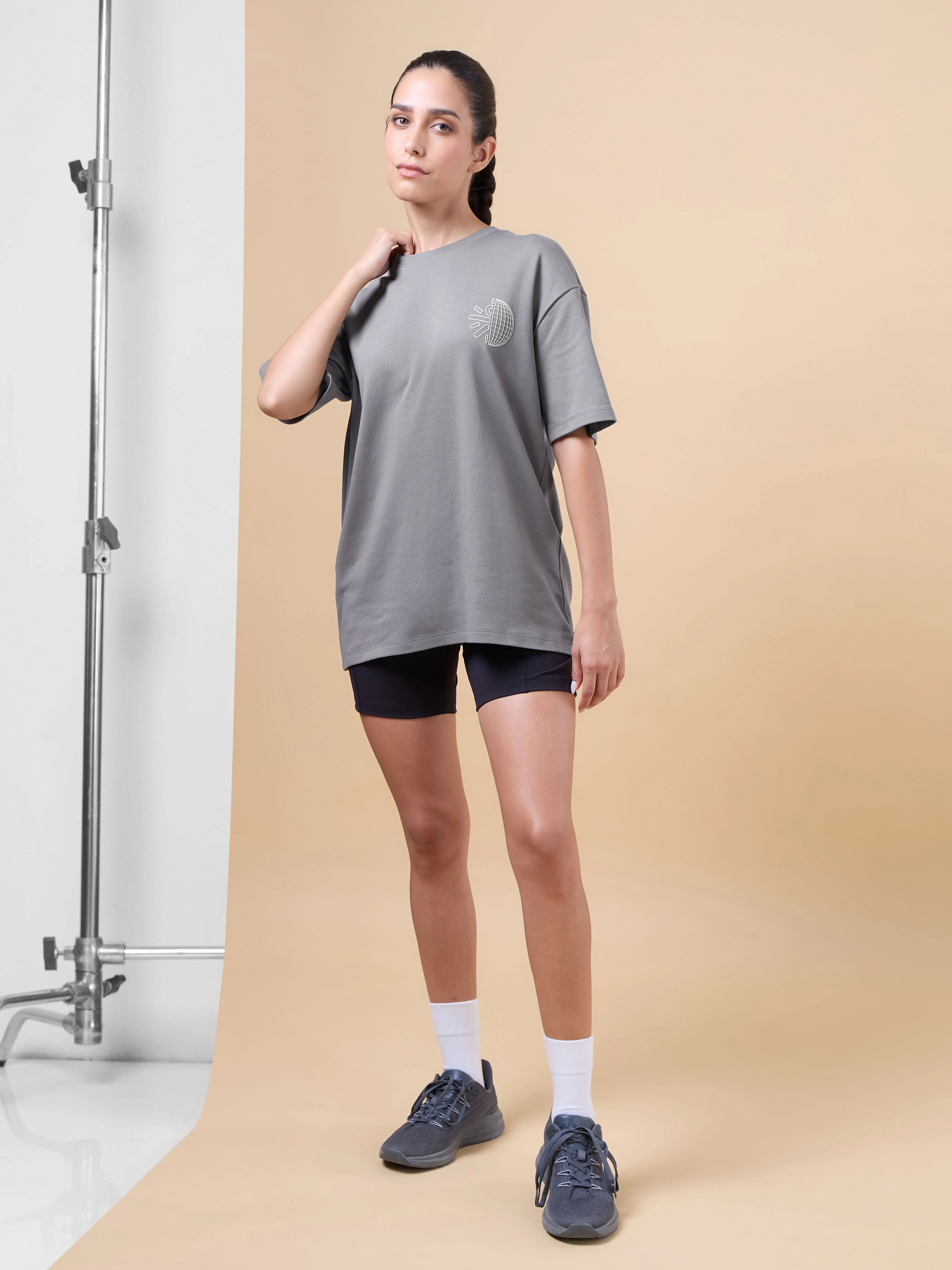 Women's Dark Grey Cult Brand Carrier Oversized T-shirt - Image 3