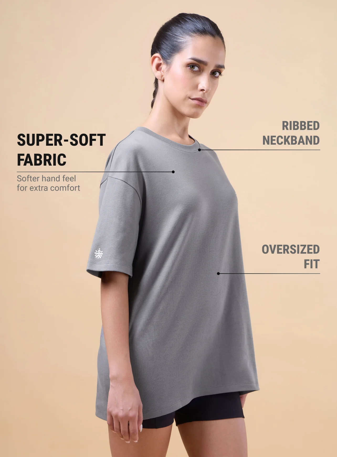 Women's Dark Grey Cult Brand Carrier Oversized T-shirt - Image 5