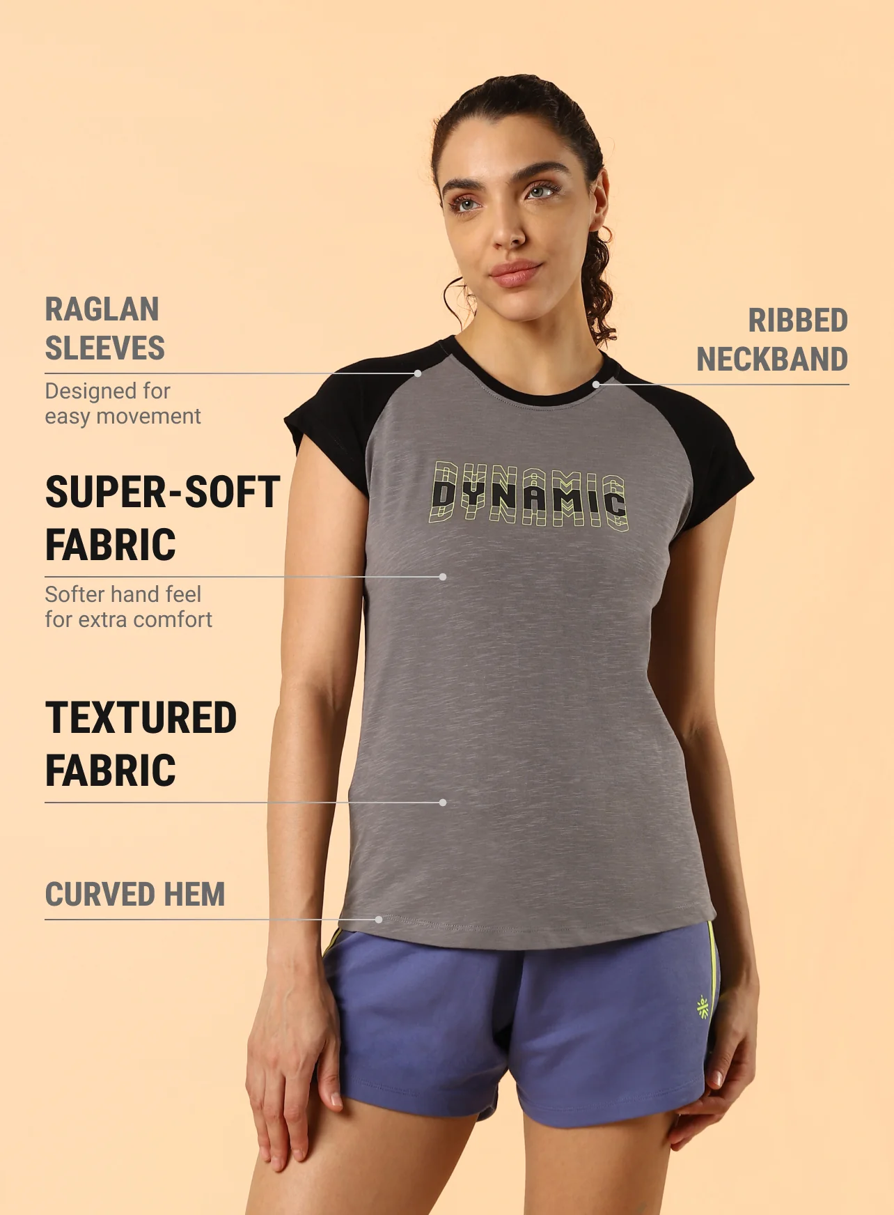 Women's Dark Grey Dynamic Ringer T-shirt - Image 4