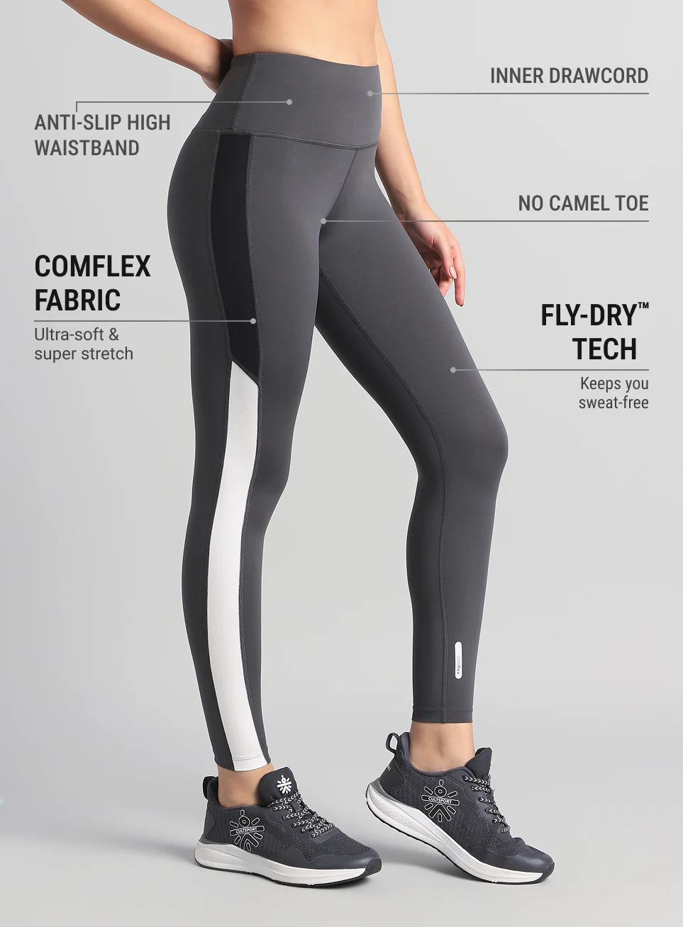 Women's Dark Grey Energy Pop Performance COMFlex Tights - Image 5