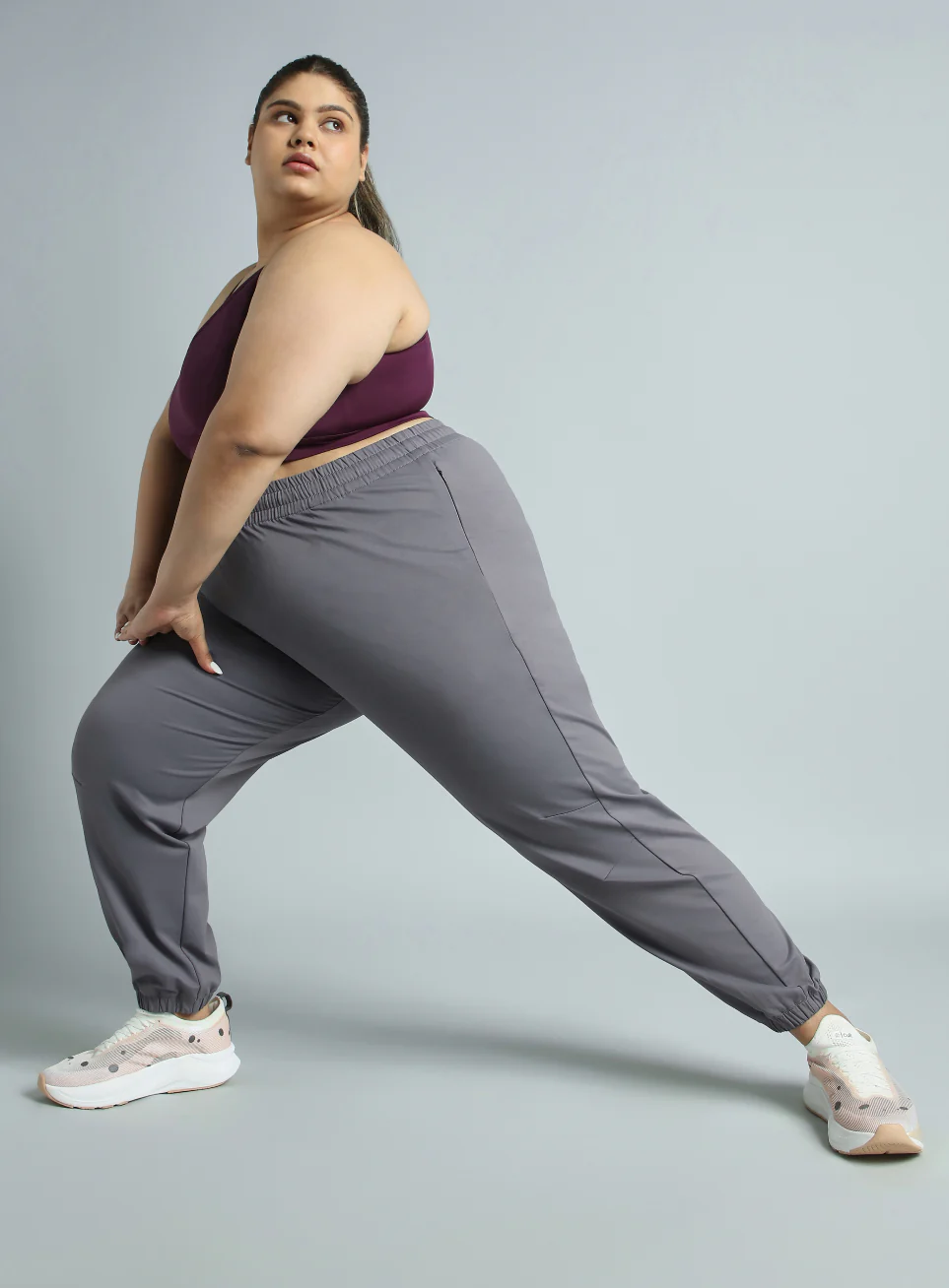 Women's Dark Grey Plus Size Everyday Essential Cotton Joggers - Image 2