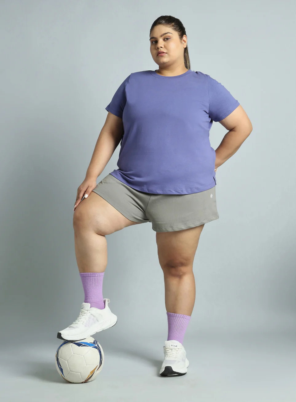 Women's Dark Grey Plus Size Everyday Essential Cotton Shorts - Image 2