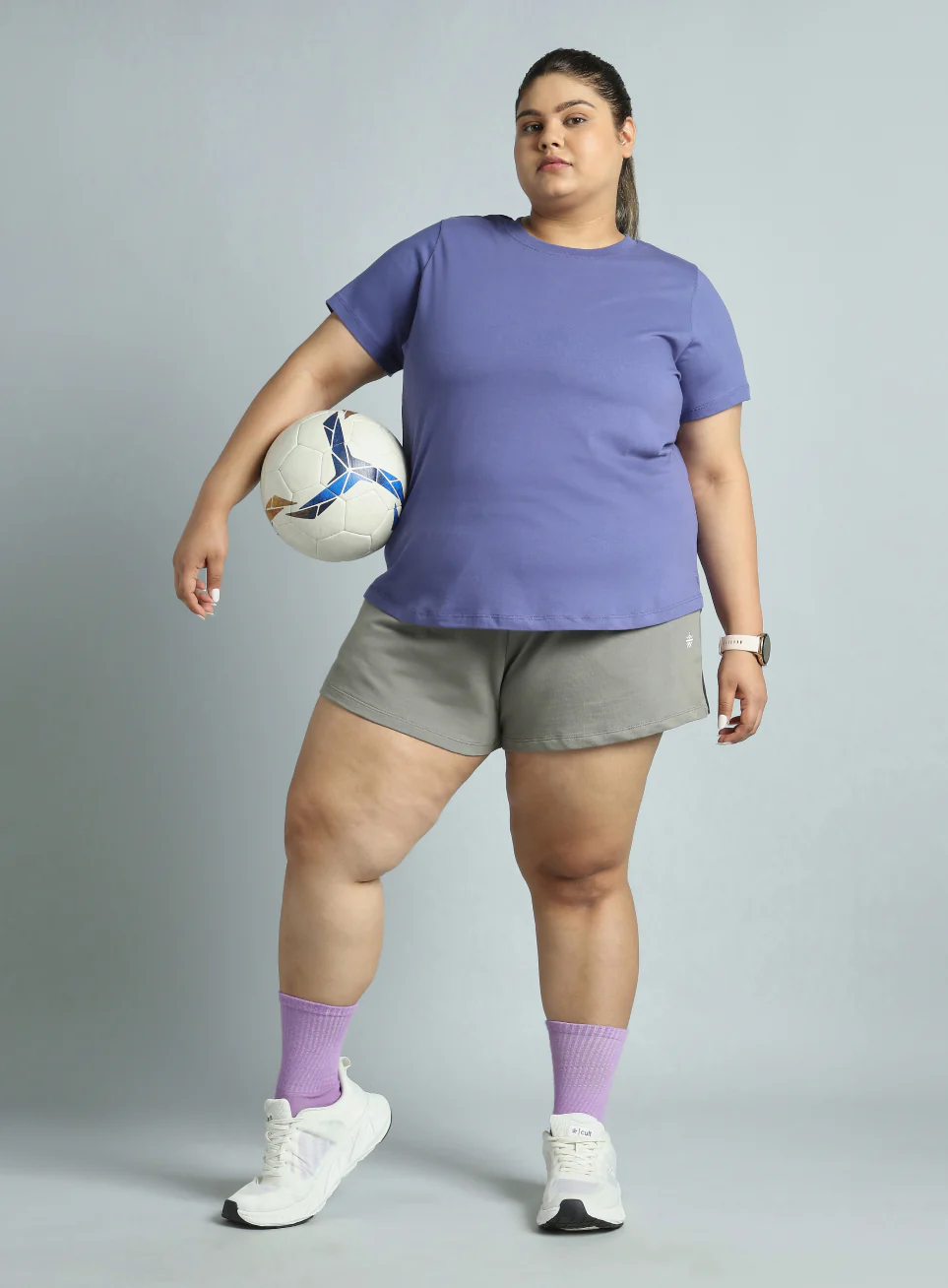 Women's Dark Grey Plus Size Everyday Essential Cotton Shorts - Image 3