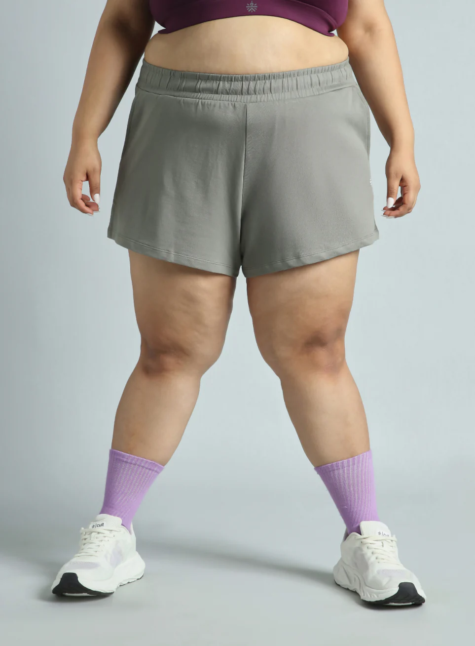 Women's Dark Grey Plus Size Everyday Essential Cotton Shorts - Image 4