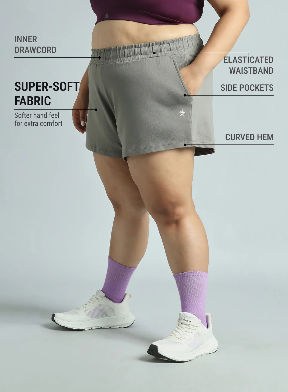 Women's Dark Grey Plus Size Everyday Essential Cotton Shorts - Image 5