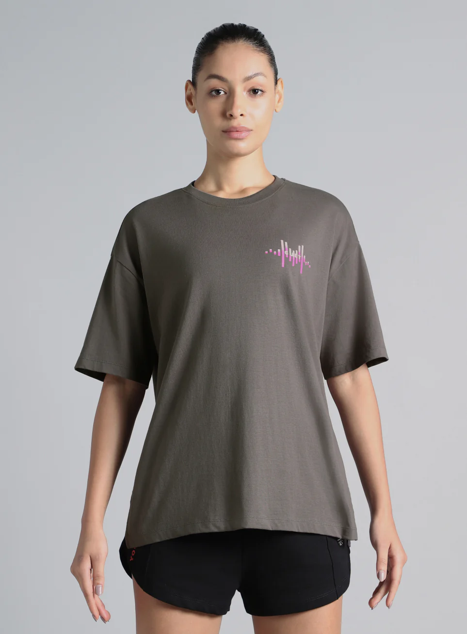 Women's Dark Grey Feel the Beat Print T-shirt - Image 4