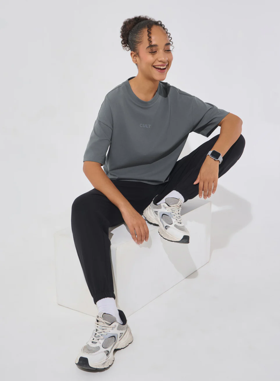 Women's Dark Grey Form Mid Boxy T-shirt - Image 2