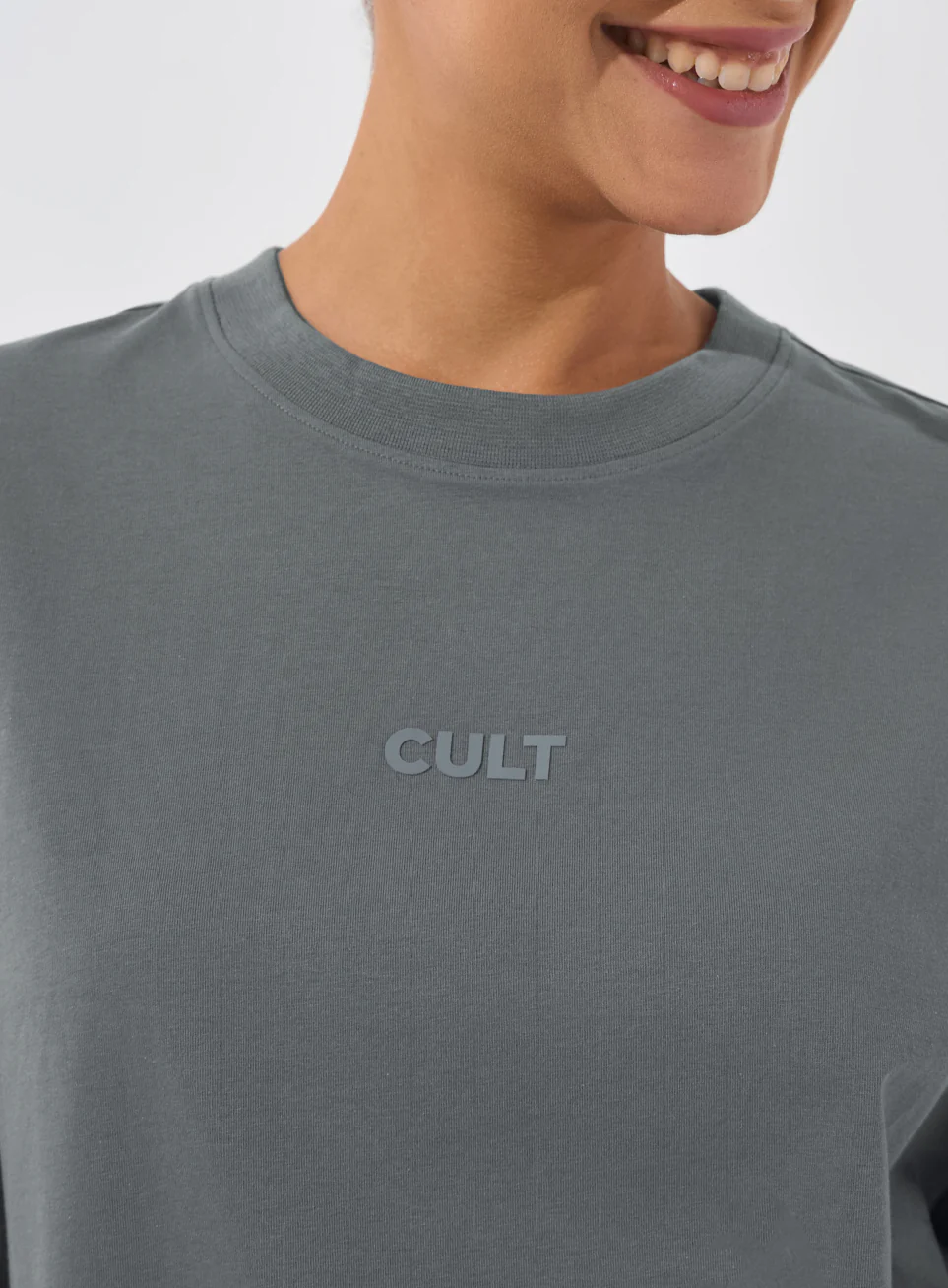 Women's Dark Grey Form Mid Boxy T-shirt - Image 7