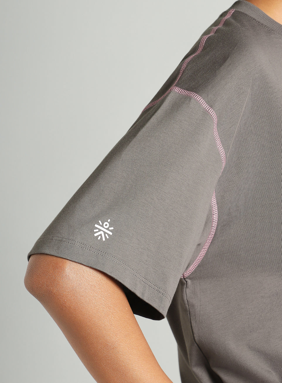 Women's Dark Grey Mini Graphic Oversized Fit T-shirt - Image 8
